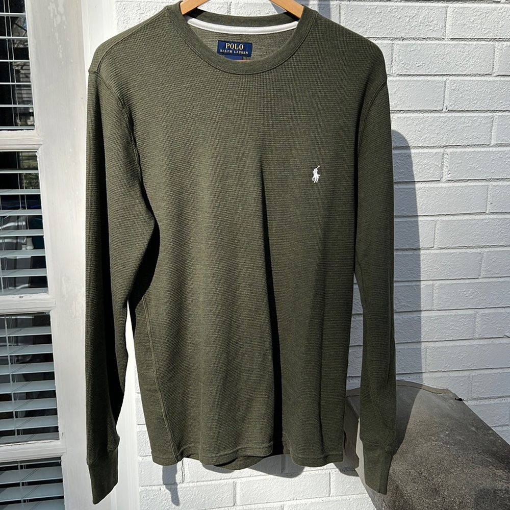Men’s Polo Ralph Lauren long sleeve shirt, color green.